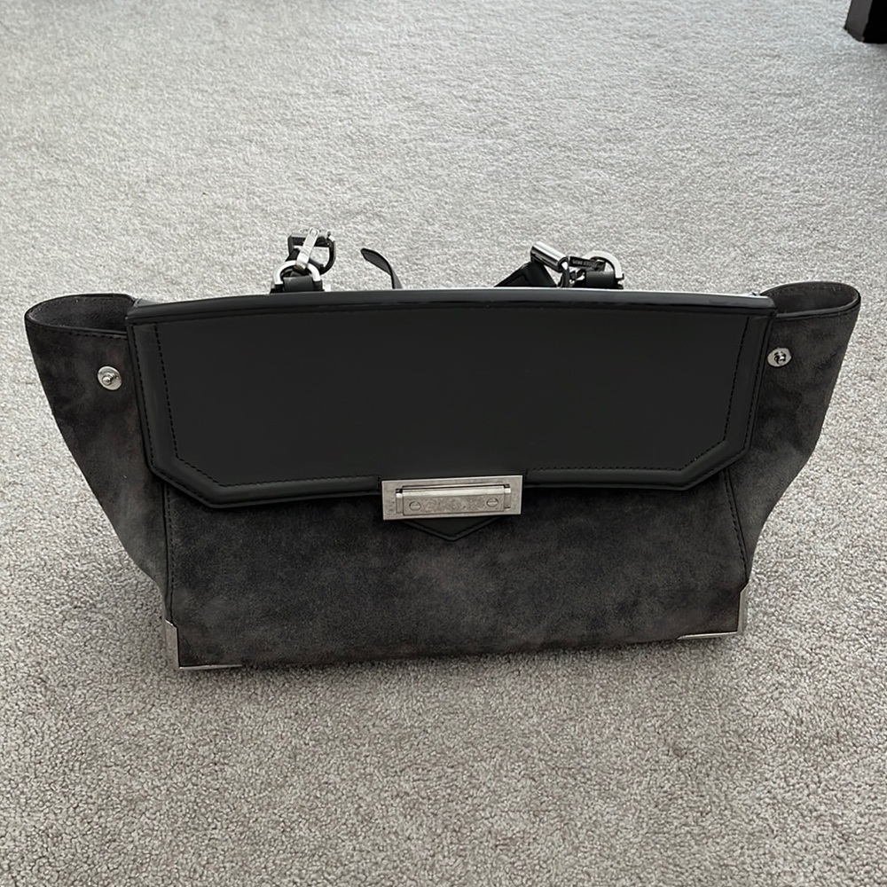 Silver suede Alexander want shoulder bag
